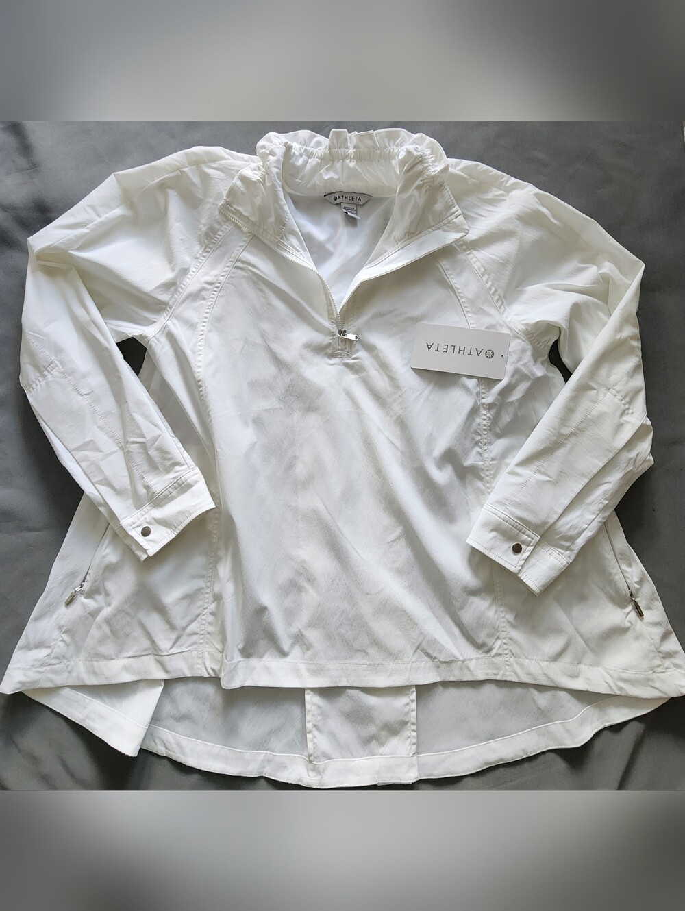Athleta White NWT Advantage Poplin 1/4 Zip Pullover Jacket Top Size S